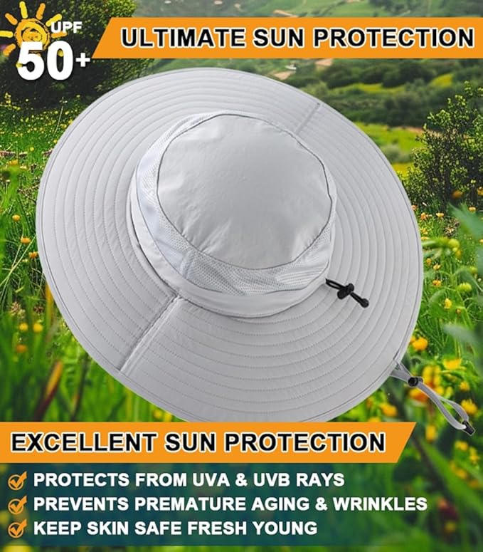 Home Prefer UPF50+ Mens Sun Hat Wide Brim Fishing Hat Foldable Large Brim UV - Image 6