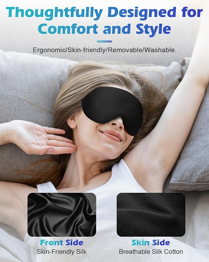 Silk Cordless Heated Eye Mask, Washable Heat Eye Compress - Image 3