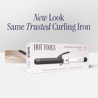 HOT TOOLS Pro Artist Nano Ceramic 1 Inch Curling Iron, Dual Voltage Curling Wand, For Bouncy Curls, Black/White