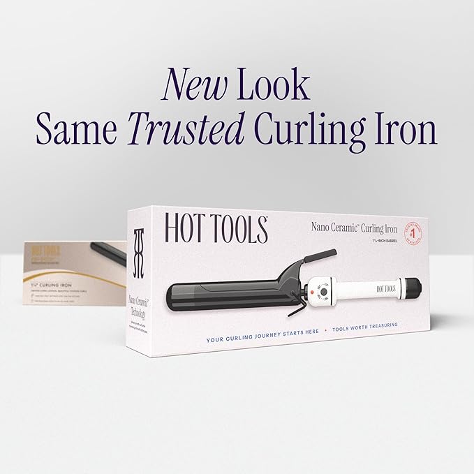 HOT TOOLS Pro Artist Nano Ceramic 1 Inch Curling Iron, Dual Voltage Curling Wand, For Bouncy Curls, Black/White