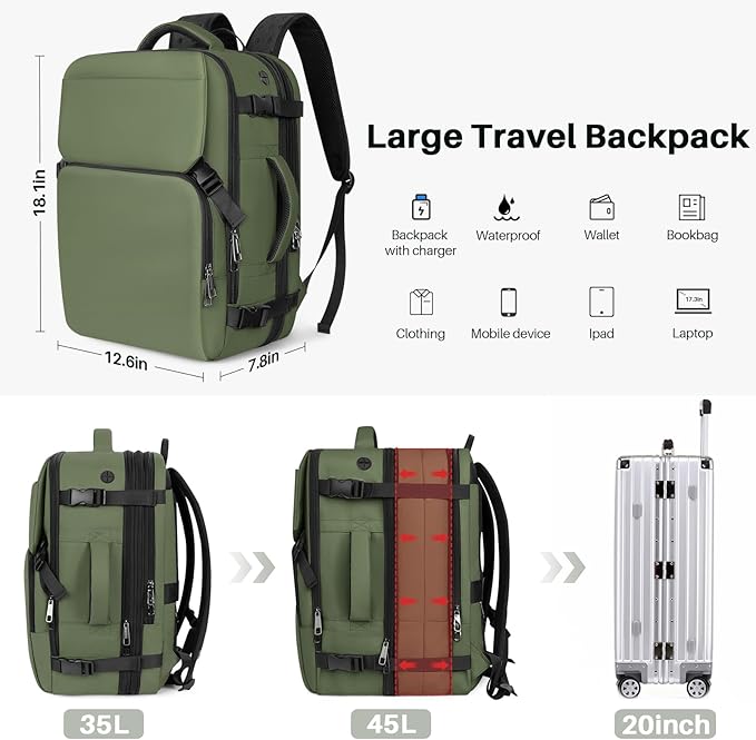 Travel Backpack Carry On Flight Approved, Lightweight Large Travel Backpack - Image 3