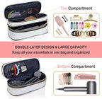 Hair Dryer Travel Carrying Case, Curling Iron Storage Bag, Slim Expandable Handheld Dual-Layer Travel Storage Bag for Dryer/Hair Tool Organizer/Style Organizer
