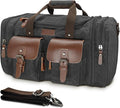 Wildroad 50L Travel Duffel Bag, Expandable Waxed Canvas Genuine Leather Duffle by WILDROAD