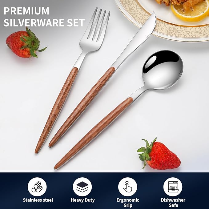 16 PCS Silverware Set for 4, Stainless Steel Flatware Cutlery Eating Utensils - Image 3