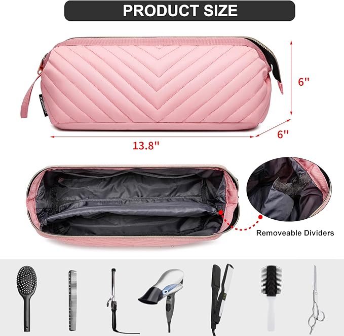Hair Tools Travel Bag for Shark Flexstyle Dyson, Quilted Case Organizer Bag, Gift for Women Hair Accessories Storage Bag, Travel Hairdryer Portable Bag for Women, Pink