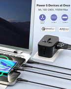 Universal Travel Adapter with 2 PD20W USB-C & 2 QC18W USB-A Ports, Fast - Image 4