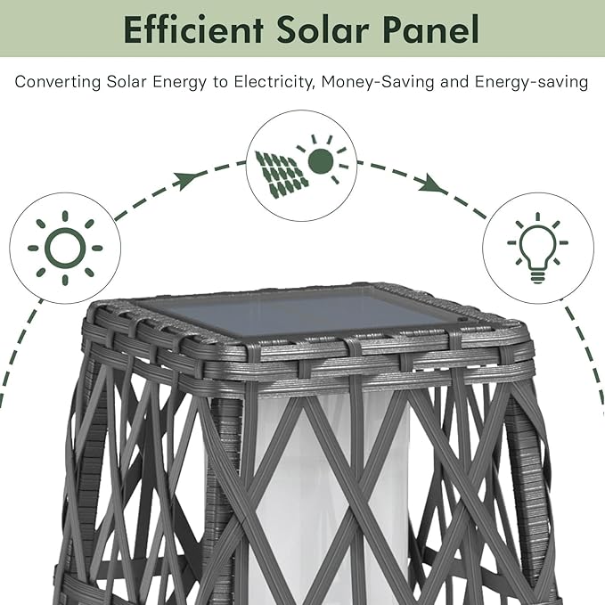 Grand patio Solar Outdoor Floor Lamp Wicker Lantern Decoration Light - Image 4