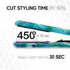 Brilliance New York - 1.25" Smooth Pro Ceramic Iron, Straightens & Curls w/Adjust. Temp, Features Negative Ions & FIR Technology, Dual Voltage, Peacock