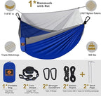 Camping Hammock with Net, Portable Lightweight Double Hammocks with Tree Straps - Image 2