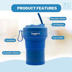Collapsible Cup with Reusable Straw – 18 Oz, Portable Travel Mug, Leak-Proof - Image 2