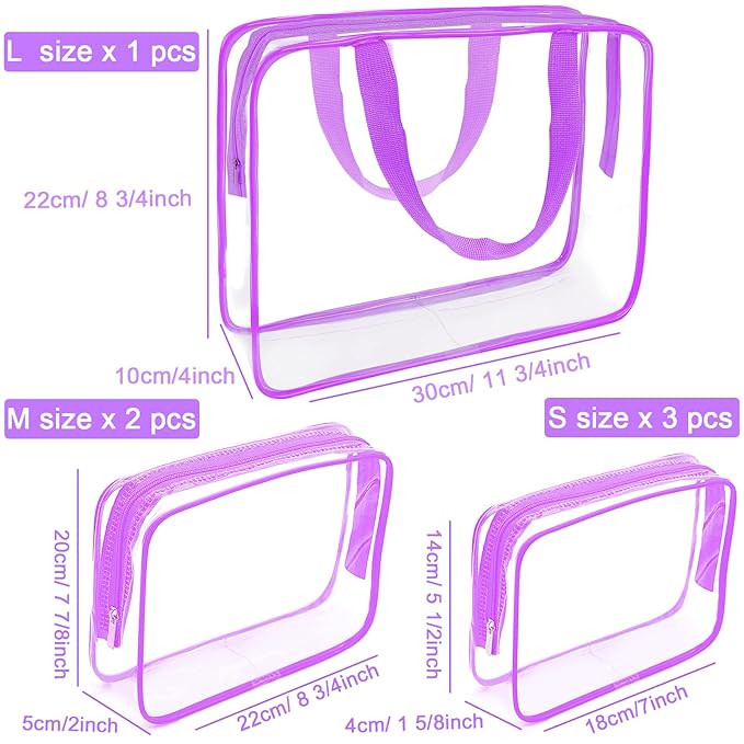 APREUTY Clear Makeup Bags, TSA Approved 6 Pcs Cosmetic Makeup Bags Set Clear PVC - Image 2