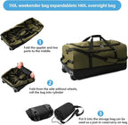 Vomgomfom Wheeled Collapsible Duffel Bag, 110L-140L Expandable Checked Luggage - Image 4
