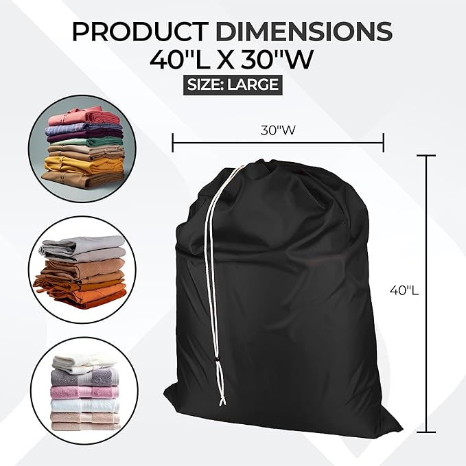 Laundry Bag with Locking Closure Drawstring – Extra Large Heavy Duty 100% Nylon - Image 2