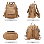 PU Leather Backpack Purse for Women Fashion Multipurpose Design Handbag Ladies - Image 3