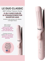 L'ANGE HAIR Le Duo Standard 360° Airflow 2 in 1 Straightener and Curler | 1 Inch Curling Wand & Titanium Flat Iron with 5.3" Plates | Hair Straightener & Curler for Short to Medium Hair (Blush)
