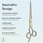 ANDUSTRIAL - Professional Hair Cutting And Thinning Pet Grooming Scissors/Shears For Cats, Dogs - Premium High Carbon Steel Quality - Smooth And Sharp - 8.5 Inch, Silver