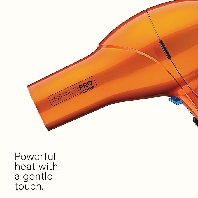 Infiniti PRO CONAIR Hair Dryer with Diffuser, Professional AC Motor, Tourmaline Ceramic Technology Blow Dryer, Includes Concentrator and Blowout Brush, Amazon Exclusive, Orange