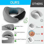 Adjustable Memory Foam Grey U-Shaped Travel Pillow - Image 3