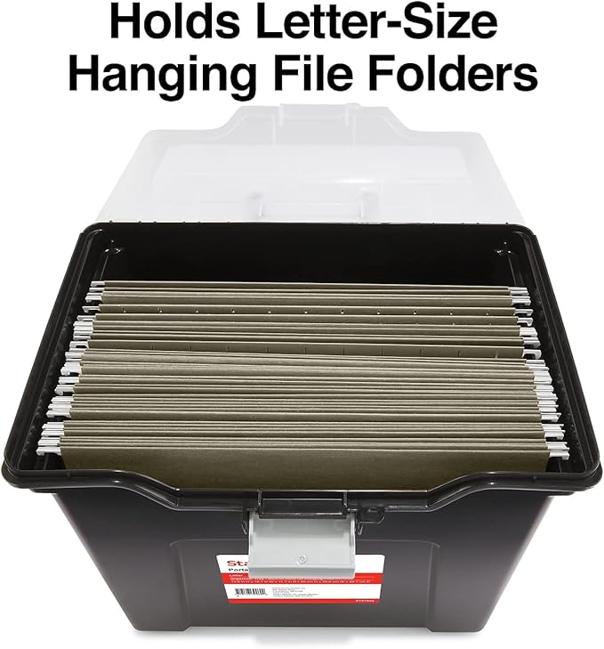 STAPLES File Folder Tote, Portable Filing Box, Letter Size Hanging Folders - Image 2