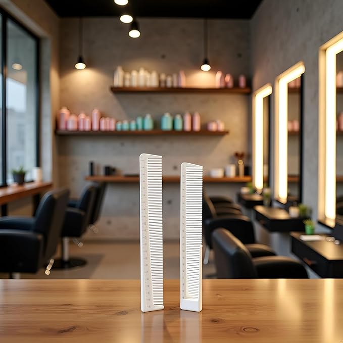 4Pcs White Professional Hair Cutting Combs Set, Salon Hair Styling Measure Combs, Anti Hairdressing Barber Combs Hair Combs Styling Tools and Appliances