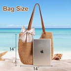 Peicees Crochet Beach Bag For Women Summer Tote Bag Boho Shoulder Bag - Image 5