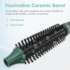 3/4 Inch Barrel Thermal Round Brush, Volume Heat Styling Brush for Men and Women Medium Thin Curly Straight Hair, Heated Curling Iron,12 Temperature Setting (1.35 Inch with Bristles)