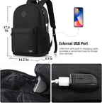 Black Backpack for Women Men, Casual School Backpack Teen Boys and Girls 15.6 - Image 6
