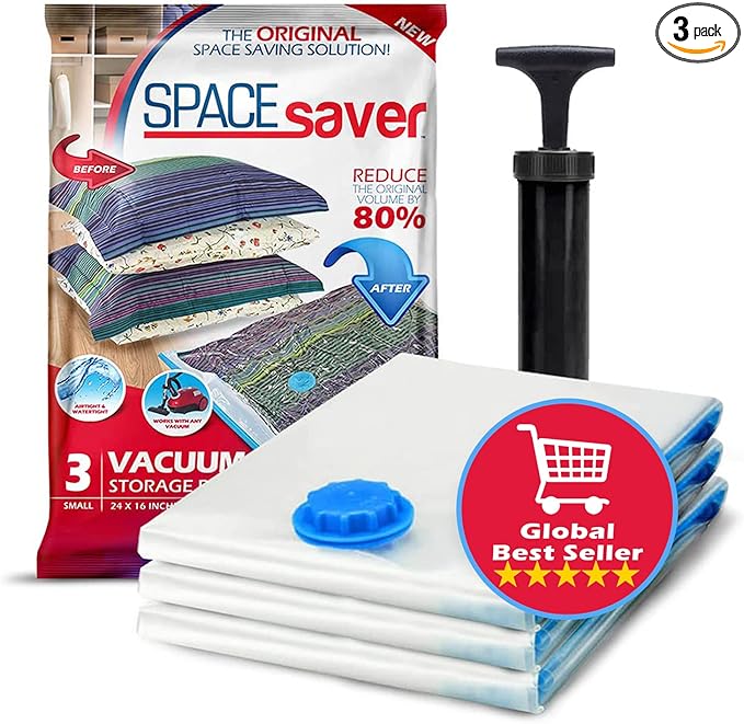 3 Pack Small Vacuum Storage Bags by Spacesaver