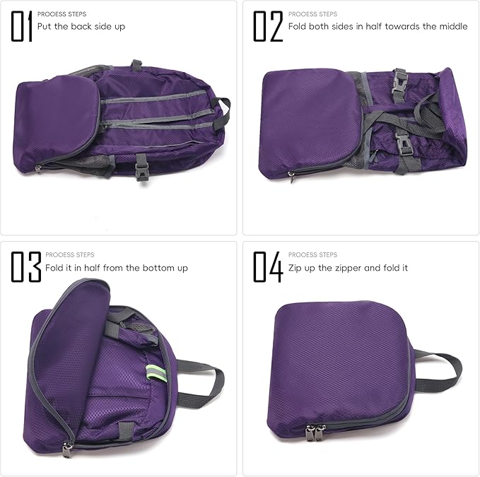 Yaopeing Lightweight Backpack, 25L Foldable Hiking Packable, Water Resistant - Image 7