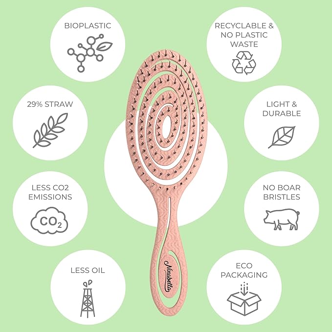 Ninabella Detangling Hair Brush for Women & Men - Does not Pull - Straightening Brushes for Straight & Curly Hair - Unique Spiral Hairbrush - Rose Gold