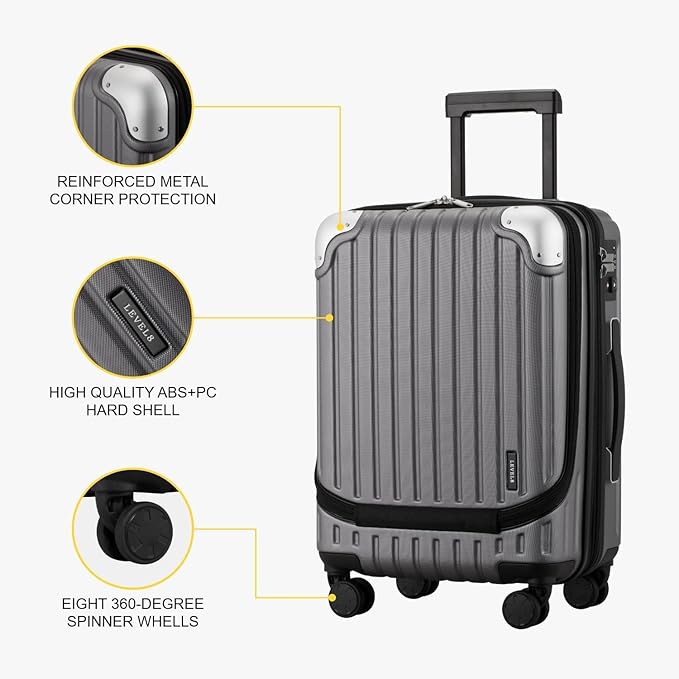 LEVEL8 Grace Carry on Luggage 22x14x9 Airline Approved, 20 Inch Hard Shell - Image 5