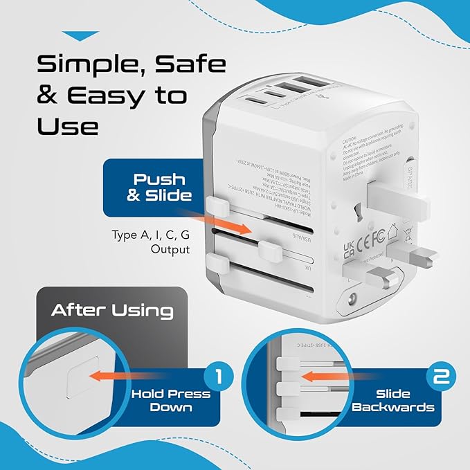 Ceptics Universal Travel Adapter 17.5W, 5 in 1 Universal Laptop Charger - Image 8