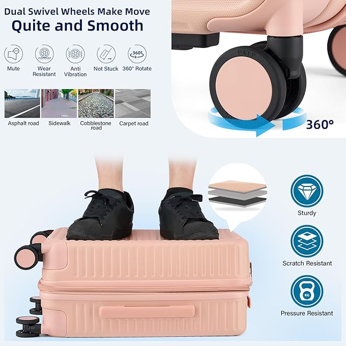 24 Inch Check in Luggage with Spinner Wheels, Hard Shell Suitcases Travel - Image 6