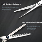 Haircut Scissors Kit, 11 Pcs Professional Set - Haircut, Thinning Scissors, Neck Duster Brush, Comb, Barber Cape, Hair Clips, Hairdressing Shears for Barber and Home