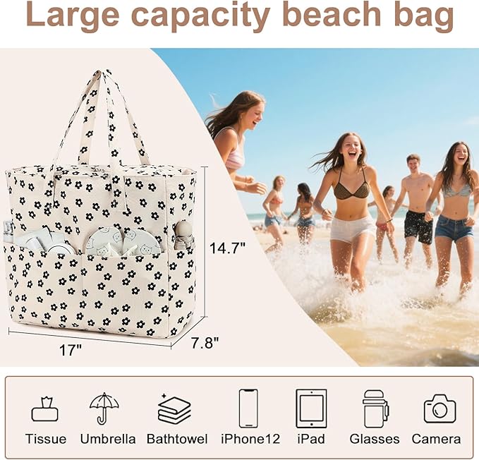 LEDAOU Beach Bag Waterproof Sandproof Women Tote Bag Pool Bag - Image 7