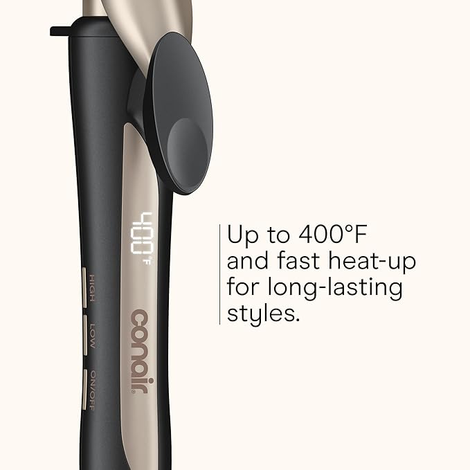 INFINITIPRO BY CONAIR Tourmaline Ceramic Long Barrel 1-Inch XL Curling Iron, 1-Inch Extra Long Barrel Produces Classic Curls, Hair Curler for Use on All Hair, Dark Grey