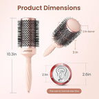 AIMIKE Round Brush for Blow out, Rose Luxe Round Hair Brush Ionic & Nano Thermal Ceramic Tech, for Blow Drying & Styling Volumizing Long Hair, with 4 Clips (Barrel 2.1", Bristle 3")