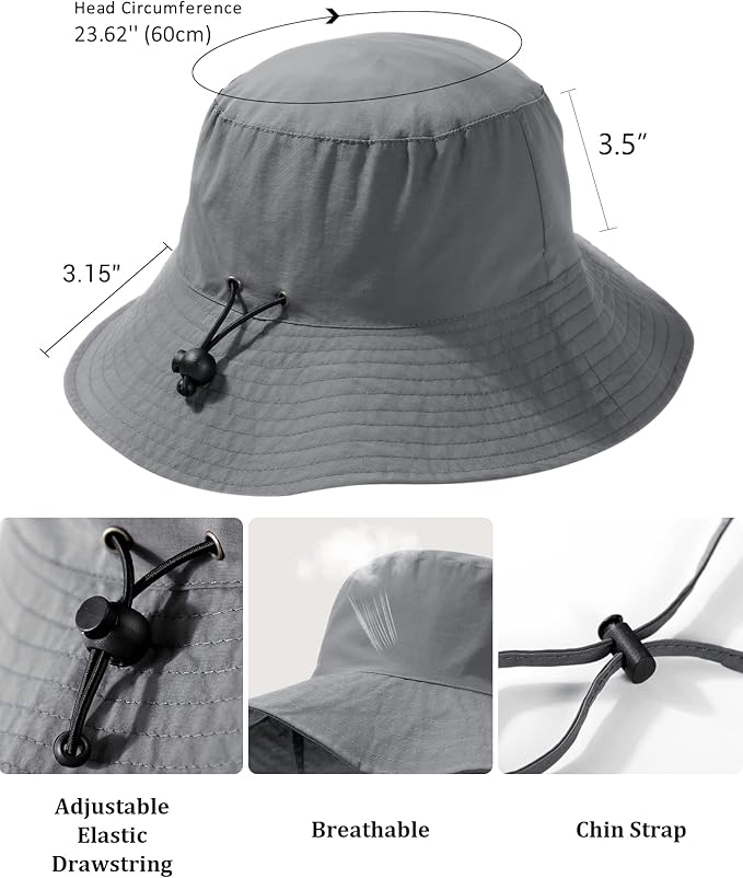 Water-Resistant Sun UPF 50+ Bucket Hat Protection Packable Brimmed Boonie - Image 6