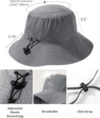 Water-Resistant Sun UPF 50+ Bucket Hat Protection Packable Brimmed Boonie - Image 6