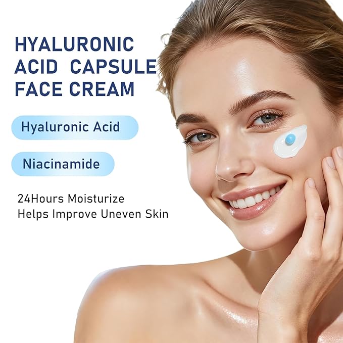 Hyaluronic Acid Capsule Face Cream,Moisturizer Capsule Facial Cream,Hydrating Night Face Cream Skincare 4.9 OZ