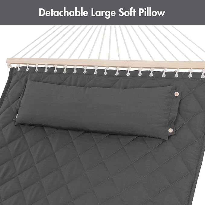 ANOW Double Hammock with 12FT Heavy Duty Steel Stand Included, 2 Person Hammock - Image 7
