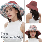 vidsel Womens Sun Hats Wide Brim Reversible Bucket Cotton Hat Packable Summer - Image 5