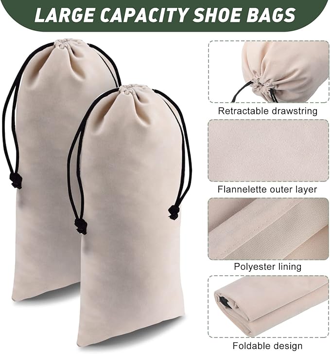 12 Pcs Shoe Dust Bags Beige Duster Flannel Single Shoe Pouch - Image 3