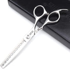 SHARENDS 6/6.5 inch Professional Hair Scissors - Barber Scissors - Stainless Steel - Silver - Modern Style - Right Hand - 6 Inch Teeth-A