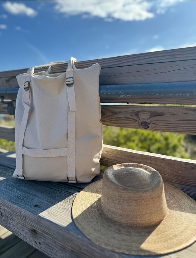 Large Beach Tote Bag with Hat Holder Straps, Womens large beach bag- Vation - Image 2