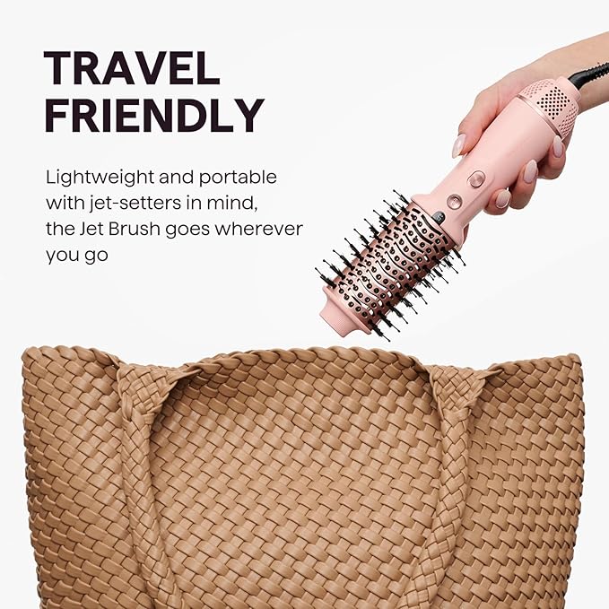 Wavytalk Dual Voltage Hair Dryer Brush for Europe and International Travel, 110V-240V Mini Jet Brush, Ionic Hair Dryer Brush Reduces Damage, Anti-Frizz Straight Hair, Curls and Blowouts, Volumizing