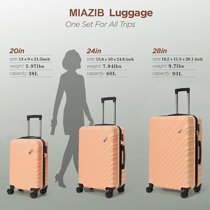 Hardshell Luggage Sets 3 Piece ABS+PC Travel Suitcase Hard Sided Luggage - Image 5