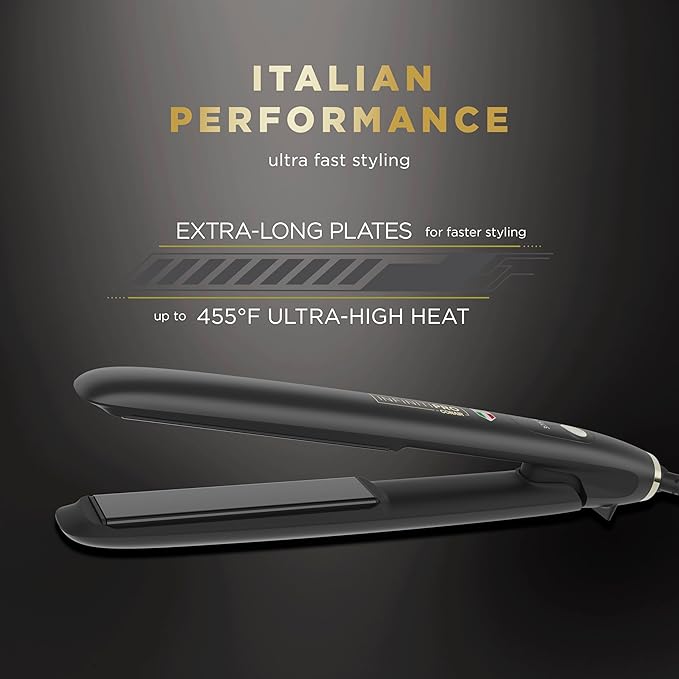 INFINITIPRO by CONAIR ArteBella 1-inch Flat Iron |Hair Straightener with Extra Long Plates | Italian Performance for Ultra-Fast, Flawless Styling