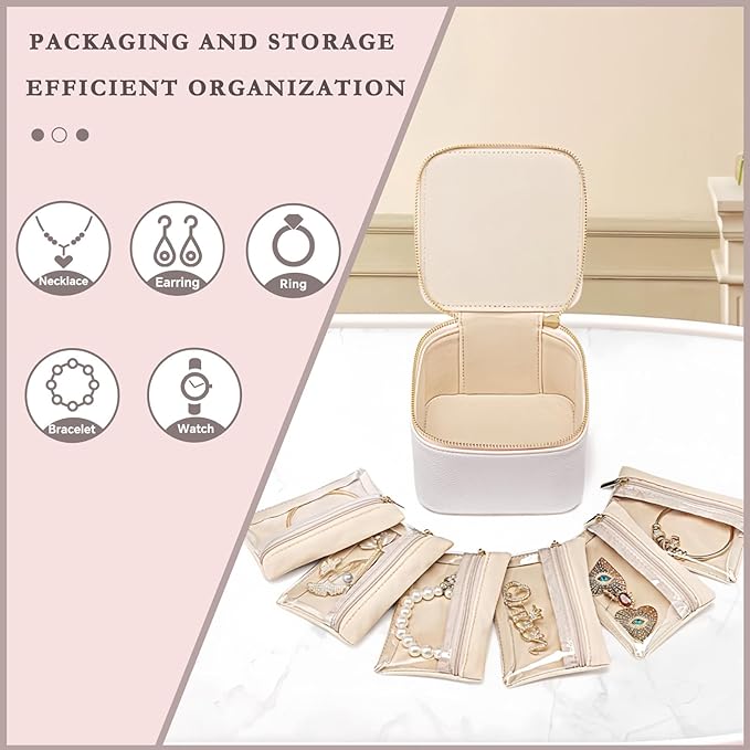 Jewelry Box Organizer for Women, Small Jewelry Travel Case, Leather Travel - Image 3