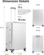 Mvst Luggage Premium All Aluminum Magnesium Carry On 20'' Lightweight Metal - Image 6